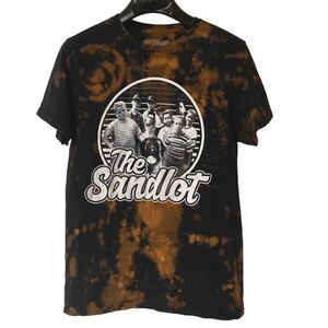 The Sandlot Movie Group Graphic Print Black Bleached Tie-Dye Shirt
